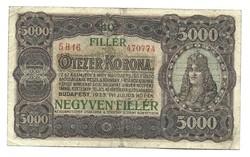 5000 korona / 40 fillér 1923 nyomdahely nélkül 2.