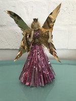 Old wax-headed angel Christmas tree ornament top decoration