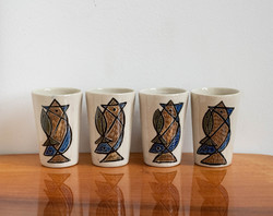 Mid-century modern halacska mintás pohár szett - retro poharak