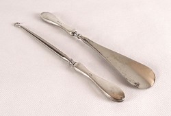 1A930 Antique silver shoehorn and shoe button