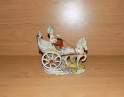 Lippelsdorf barokk porcelán figura Lovas fogat szekér hintó 17*17 cm (po-4)