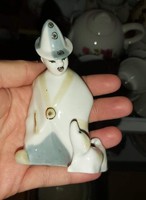 Orosz porcelán Bohóc  kutyával figura , nipp