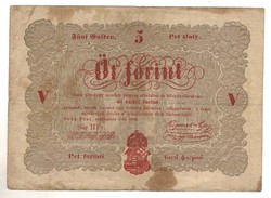 5 öt forint 1848 piros betűs 1.