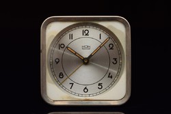 Vintage mom table clock / mid-century Hungarian alarm clock / mechanical / retro / old / red