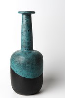 Kende judit applied art rare decorative long neck ceramic vase 36 cm
