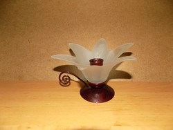 Virág formájú üveg sétáló gyertyatartó fém talppal (z-2)