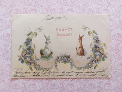Régi húsvéti képeslap 1900 levelezőlap nyuszi nyúl ibolya