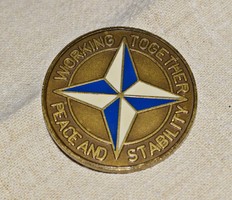 Nato working together peace and stability, rho allied forces southern europe enamel commemorative medal