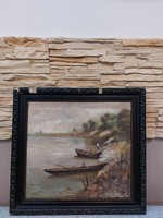 Kárpáthy Jenő Painting titled 'Csónakok'