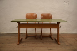 Mid century casala style desk + 2 chairs / old / retro bench