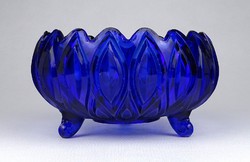 1G338 Kék színű mid century üveg kínáló tál cukros tál 14 cm