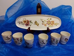 Zsolnay butterfly pattern pile set, hand painted