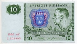 Svédország 10 svéd Korona, 1990, szép