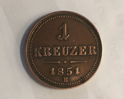 1 Kreuzer 1851 b (nail mine) / 1 penny