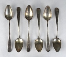 1H042 Antik 1843-ból való 13 lattos ezüst kiskanál készlet 6 darab 130g