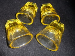Antik 4 db méz sárga üveg pálinkás snapszos  pohár
