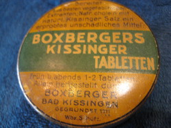 Antique sheet metal box 6.2 x 2.2 cm, boxberges with Kissinger tabletten inscription