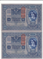 Ausztria 1000  korona "DEUTSCHÖSTERREICH" felülnyomással 1919