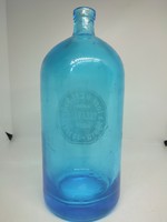 Ritka Antik kék szódásüveg hangya szövetkezet Tiszavalk
