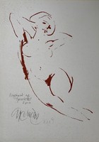 Gyémánt László (1935-) Női akt 2. (1980 körül) című szitanyomata /35x50 cm/