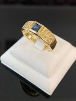 Eladó Női sárga arany gyűrű 18 k. Zafīr és Brill kő!
