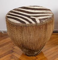 African drum with zebra leather decoration