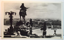 Antique Budapest photo postcard view from the garden of the royal castle before 1945 in the mud