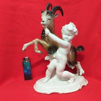 German, germany lippelsdorf, putt goat porcelain figurine .23 Cm.