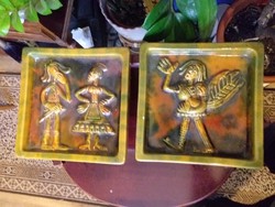 Stove tiles with a fairy tale figure from Romhány tile stove