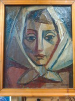 Painter János Józsa head with shawl