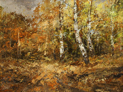 Szanthoffer imre (1930-2007) autumn forest 38x48cm forest interior landscape László the blacksmith