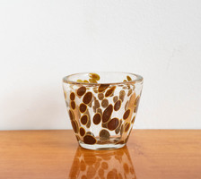 Mid-century modern mécsestartó barna foltokkal  - gyertyatartó pohár, skandináv design