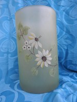 Hand-painted heavy glass floor vase with daisy pattern