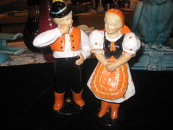 Old, Szczecin pottery, girl and bachelor, paired 22 and 23 cm