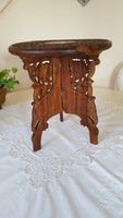 Indian, carved, inlaid, rosewood table, pedestal