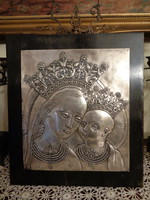 Antique silver mary altar - icon