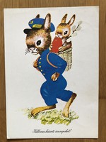 Régi Húsvéti képeslap -  Kecskeméty Károly  rajz