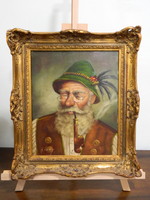 Beautiful marked German oil painting 