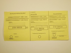 Régi retro postai sárga csekk - Átutalási postautalvány - 1980-as évekből