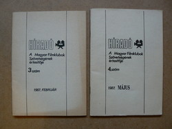 HÍRADÓ (A MAGYAR FILMKLUBOK SZÖVETSÉGÉNEK ÉRTESÍTŐJE, 3. - 4. SZÁM) 1987, KÖNYV JÓ ÁLLAPOTBAN,