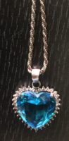 Silver pendant with zircon and busy blue spinel-925 on silver chain
