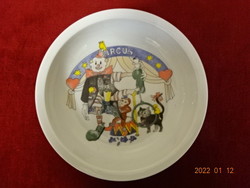 Alföldi porcelán gyermek reggeliző tál - cirkusz jelenettel -, átmérője 17 cm. Vanneki! Jókai.