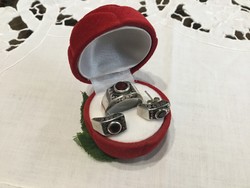 Ezüst gyürü,ezüst fülbevalò,grãnàt kövel