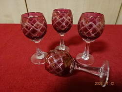 Colored polished glass, glass of liqueur with base, four pieces for sale. He has! Jókai.