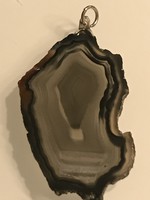 Agate pendant with graphite gray layers, 4.5 x 2.5 cm