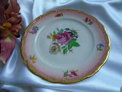 Pink winterling Bavarian plate with scattered gold edges 19.5 Cm.
