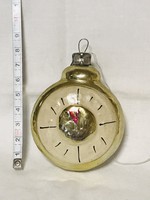 Régi retro szovjet üveg karácsonyfadísz ,szilveszteri óra