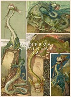 Sárkányok I. A. Seder 1896 szecessziós nyomat reprint, fantasy, mitológia, legenda, kitalált lények