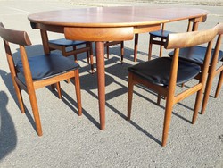 HANS OLSEN  for Frem Rojle Mid Century Dán 6 személyes teakfa teljes étkező garnitúra 1960-as évek