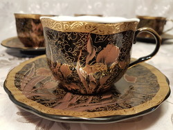 6 Pieces richly gilded (24k gold), yamasen, Japanese porcelain cup, with base, flawless!